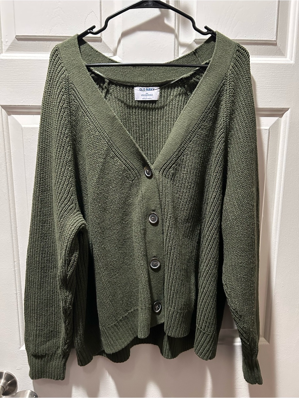 Old Navy Relaxed V-Neck Button Front Cardigan in Olive Size XXL
